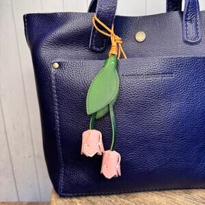 Light Pink Tulip Bag Charm Tulip Spring Pink Flower Charm Leather Bag Charm